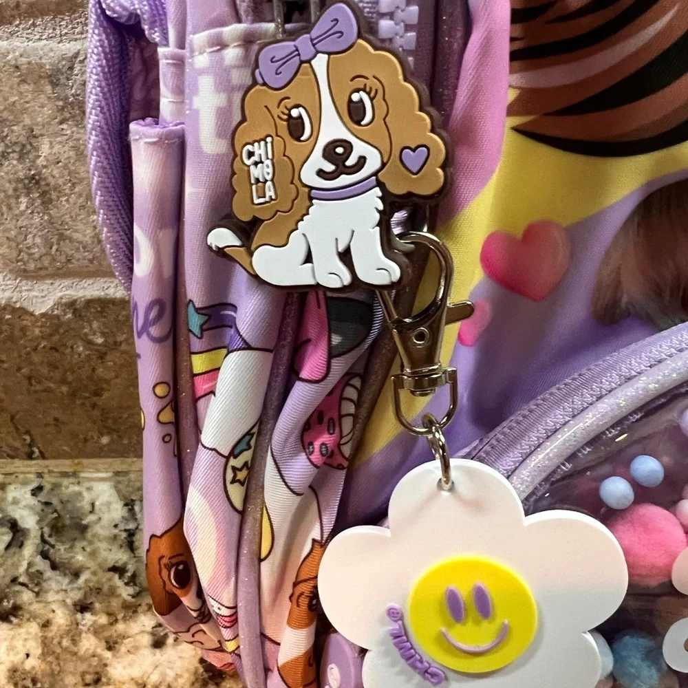 Robhomily Cute Dog Backpack With Bag Charms